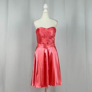 Landa Designs Pink Ruched Strapless A-Line Knee Length Dress New With Tags Sz 10
